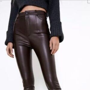 Zara chocolate brown leather pants